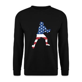 Sport Us Flag Ultimate Frisbee - Unisex Pullover - Schwarz - Vorne - Alina (178cm) & Michal (187cm)