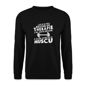 Thérapie - Faire De la muscu - Sweat-shirt Unisexe - noir - Devant - Alina (178cm) & Michal (187cm)