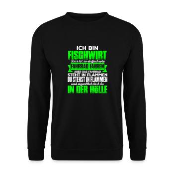 FISCHWIRT - Hölle - Unisex Pullover - Schwarz - Vorne - Alina (178cm) & Michal (187cm)