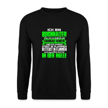 BUCHHALTER - Hölle - Unisex Pullover - Schwarz - Vorne - Alina (178cm) & Michal (187cm)