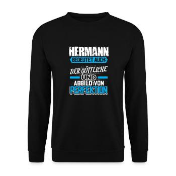 HERMANN - Gott Geschenk - Unisex Pullover - Schwarz - Vorne - Alina (178cm) & Michal (187cm)