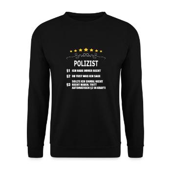 POLIZIST - Unisex Pullover - Schwarz - Vorne - Alina (178cm) & Michal (187cm)
