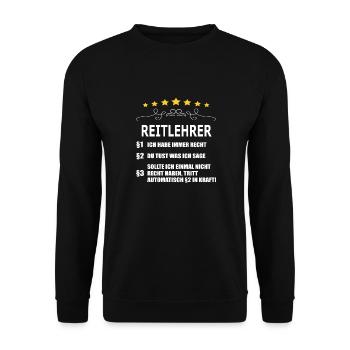 REITLEHRER - Unisex Pullover - Schwarz - Vorne - Alina (178cm) & Michal (187cm)