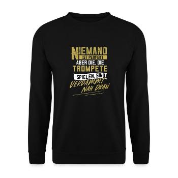 Trompete Trompeter Trompeten Perfekt Geschenk - Unisex Pullover - Schwarz - Vorne - Alina (178cm) & Michal (187cm)