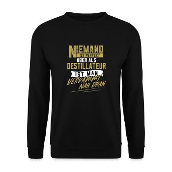 Destillateur Schnapsbrenner Schnaps Geschenk - Unisex Pullover - Schwarz - Vorne - Alina (178cm) & Michal (187cm)