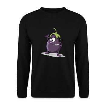 Aubergine - Unisex Pullover - Schwarz - Vorne - Alina (178cm) & Michal (187cm)