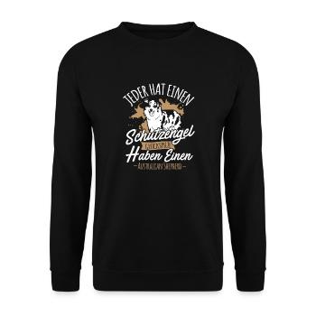 Australian Shepherd Aussie Hund Glückspilz - Unisex Pullover - Schwarz - Vorne - Alina (178cm) & Michal (187cm)