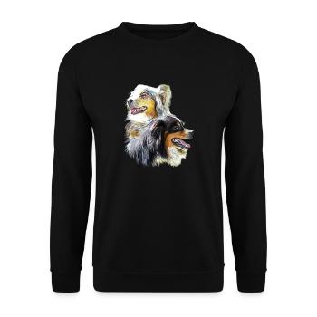 bergers australiens - Sweat-shirt Unisexe - noir - Devant - Alina (178cm) & Michal (187cm)