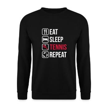 Eat Sleep Tennis Repeat - Unisex Sweatshirt - black - Front - Alina (178cm) & Michal (187cm)