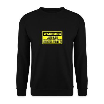 Warnung Laute Musik fügt erhebliche Freude zu - Unisex Pullover - Schwarz - Vorne - Alina (178cm) & Michal (187cm)