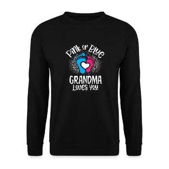 Pink Or Blue Grandma Loves You Gender Reveal - Unisex Pullover - Schwarz - Vorne - Alina (178cm) & Michal (187cm)