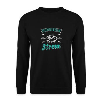 Kondition statt Strom - Unisex Pullover - Schwarz - Vorne - Alina (178cm) & Michal (187cm)