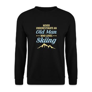 Never Underestimate An Old Man Who Loves Skiing - Unisex Sweatshirt - black - Front - Alina (178cm) & Michal (187cm)
