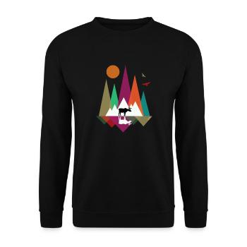 Hipster Mountains & Moose - Sweat-shirt Unisexe - noir - Devant - Alina (178cm) & Michal (187cm)