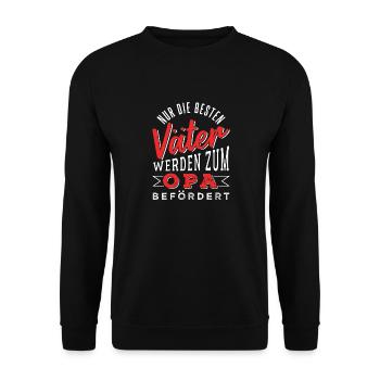 Nur die besten Väter werden zum Opa befördert - Unisex Pullover - Schwarz - Vorne - Alina (178cm) & Michal (187cm)