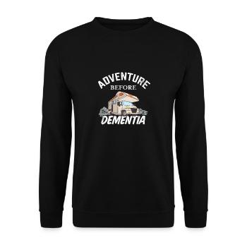 Aventure avant la démence Cadeau drôle de camping-car - Sweat-shirt Unisexe - noir - Devant - Alina (178cm) & Michal (187cm)