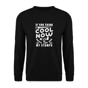 Timbres Collecteur de timbres cool - Sweat-shirt Unisexe - noir - Devant - Alina (178cm) & Michal (187cm)