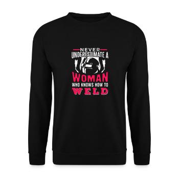 Idée cadeau soudeur soudeur femme - Sweat-shirt Unisexe - noir - Devant - Alina (178cm) & Michal (187cm)