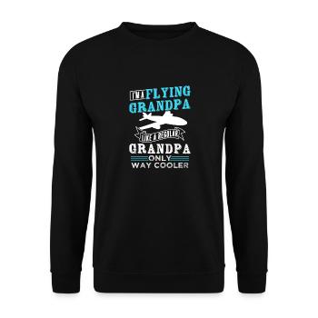 Pilot fliegender Opa - Unisex Pullover - Schwarz - Vorne - Alina (178cm) & Michal (187cm)