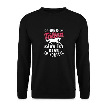 Pferd Tölten - Unisex Pullover - Schwarz - Vorne - Alina (178cm) & Michal (187cm)