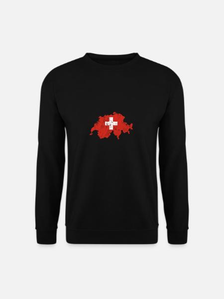 Carte suisse drapeau en détresse croix suisse - Sweat-shirt Unisexe - noir