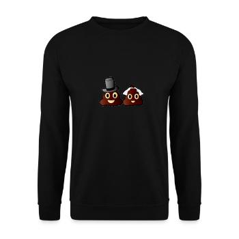 Kackhaufen Hochzeit Heiraten Ehe - Unisex Pullover - Schwarz - Vorne - Alina (178cm) & Michal (187cm)