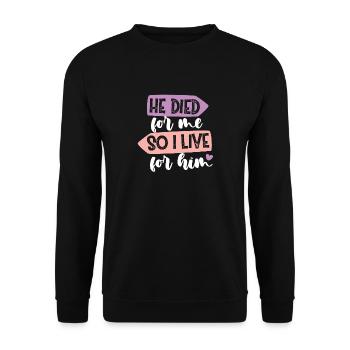 Jesus Gott Geschenkidee Weihnachten - Unisex Pullover - Schwarz - Vorne - Alina (178cm) & Michal (187cm)