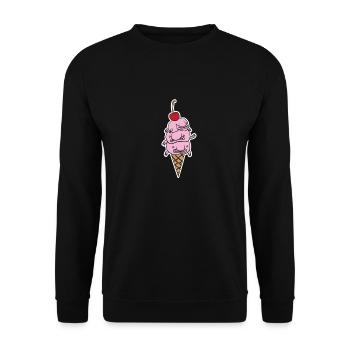 Eis Fisch Blobfish Eiscreme Kugel - Unisex Pullover - Schwarz - Vorne - Alina (178cm) & Michal (187cm)