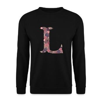 Lettre de fleur L - Sweat-shirt Unisexe - noir - Devant - Alina (178cm) & Michal (187cm)