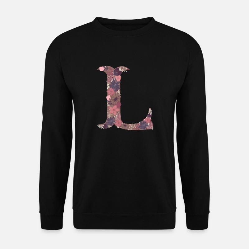 Blumenbuchstabe L - Unisex Pullover - Schwarz