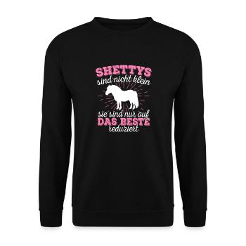 Shetty Shetland Pony Pferd Reiterin Damen Mädchen - Unisex Pullover - Schwarz - Vorne - Alina (178cm) & Michal (187cm)