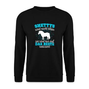 Shetty Shetland Pony Pferd Reiterin Damen Mädchen - Unisex Pullover - Schwarz - Vorne - Alina (178cm) & Michal (187cm)