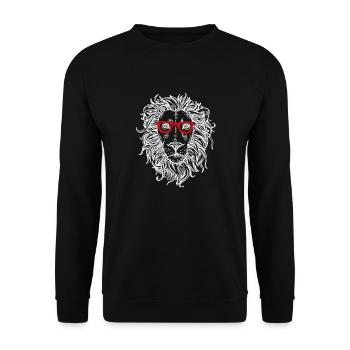 Lion or lion's head with glasses in red - Unisex Sweatshirt - black - Front - Alina (178cm) & Michal (187cm)