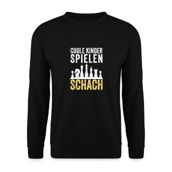 Chess Playing Chess Pieces Chess Kids Gift - Unisex Sweatshirt - black - Front - Alina (178cm) & Michal (187cm)