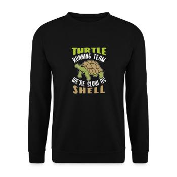 Schildkröte Laufen Team Wasserschildkröte Geschenk - Unisex Pullover - Schwarz - Vorne - Alina (178cm) & Michal (187cm)