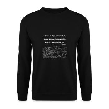 Deitsch on frei wolln mer sei Erzgebirge Arzgebirg - Unisex Pullover - Schwarz - Vorne - Alina (178cm) & Michal (187cm)