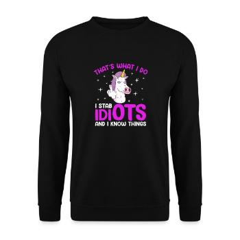Funny Unicorn Motif, Men, Women and Children - Unisex Sweatshirt - black - Front - Alina (178cm) & Michal (187cm)