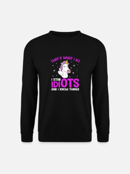 Drôle de motif de licorne, hommes, femmes et enfants - Sweat-shirt Unisexe - noir