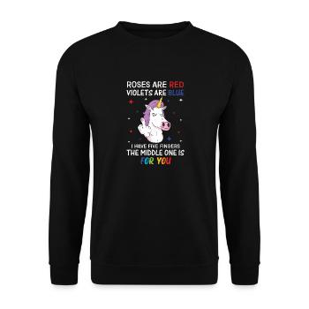 Funny Unicorn Motif, Men, Women and Children - Unisex Sweatshirt - black - Front - Alina (178cm) & Michal (187cm)