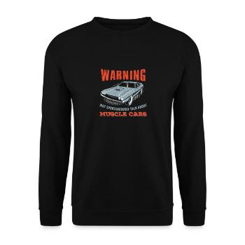 Warning speaks spontaneously about Muscle Cars Vintage - Unisex Sweatshirt - black - Front - Alina (178cm) & Michal (187cm)