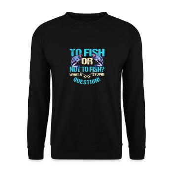 Lustiges Fischen und Angel Motiv, witzige Sprüche - Unisex Pullover - Schwarz - Vorne - Alina (178cm) & Michal (187cm)