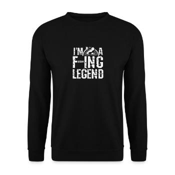 Lustiges Fischen und Angel Motiv, witzige Sprüche - Unisex Pullover - Schwarz - Vorne - Alina (178cm) & Michal (187cm)