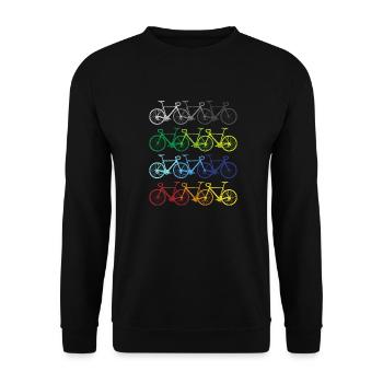 Fahrräder Regenbogen Fahrradfahrer Radfahrer - Unisex Pullover - Schwarz - Vorne - Alina (178cm) & Michal (187cm)