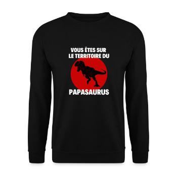 VOUS ÊTES SUR LE TERRITOIRE DU PAPASAURUS - Sweat-shirt Unisexe - noir - Devant - Alina (178cm) & Michal (187cm)
