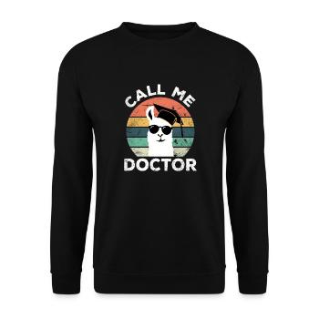 Lustiges Lama Doktor Promotion Doktortitel Spruch - Unisex Pullover - Schwarz - Vorne - Alina (178cm) & Michal (187cm)