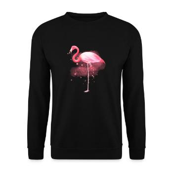 Flamingo Design Watercolor Cute Wild Bird Graphic - Unisex Pullover - Schwarz - Vorne - Alina (178cm) & Michal (187cm)