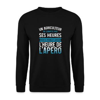 Un agriculteur ne compte pas ses heure humour - Sweat-shirt Unisexe - noir - Devant - Alina (178cm) & Michal (187cm)