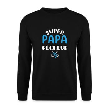 Super papa pêcheur cadeau homme pêche père - Sweat-shirt Unisexe - noir - Devant - Alina (178cm) & Michal (187cm)