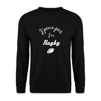 J peux pas j ai rugby - Sweat-shirt Unisexe - noir - Devant - Alina (178cm) & Michal (187cm)