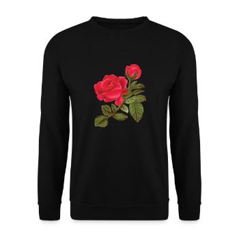 Rose Aquarelle peinte à la main - Sweat-shirt Unisexe - noir - Devant - Alina (178cm) & Michal (187cm)